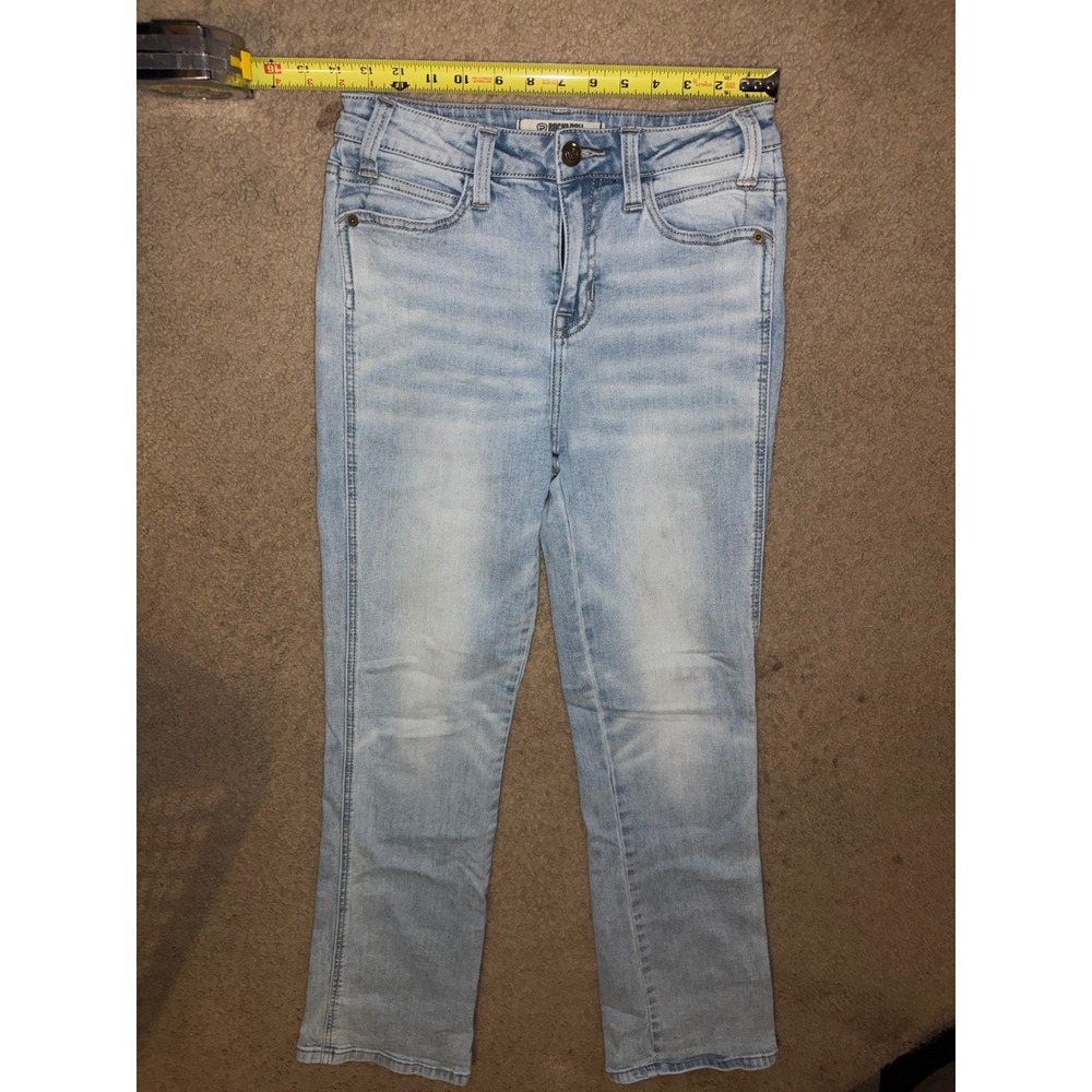 Rock and Roll Cowgirl Womens Light Wash Slim Straight Leg Jeans Sz 27x32 T04-17